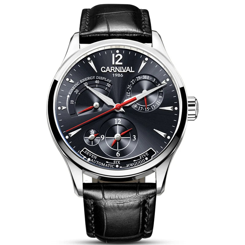 CARNIVAL New Dual Time Zone Watches for Men Automatic Multifunction Men Mechanical Wristwatches Sapphire Calendar Watch for Men