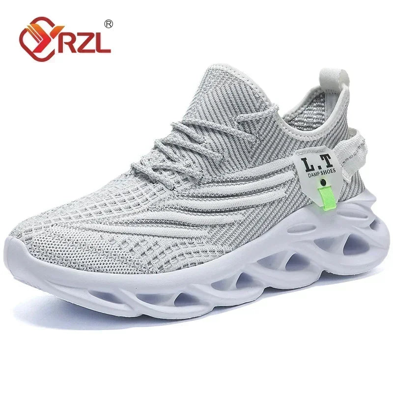 YRZL Men's Sport Shoes Breathable Lightweight Sneakers Outdoor Mesh Black Running Shoes Athletic Jogging Tennis Walking Shoes