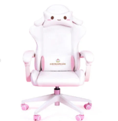 Cute Pink Gaming Chair Ergonomic Computer Chair with Footrest, Adjustable Height, Reclining Swivel Office Chair for Girls, Home Office & Gaming