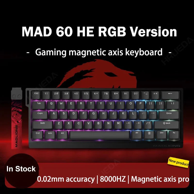 MADLIONS Mad 60he Mad60HE Mad 68HE Teclado mecánico para gaming personalizado con interruptor magnético, cableado, hot swap y tasa de sondeo de 8K