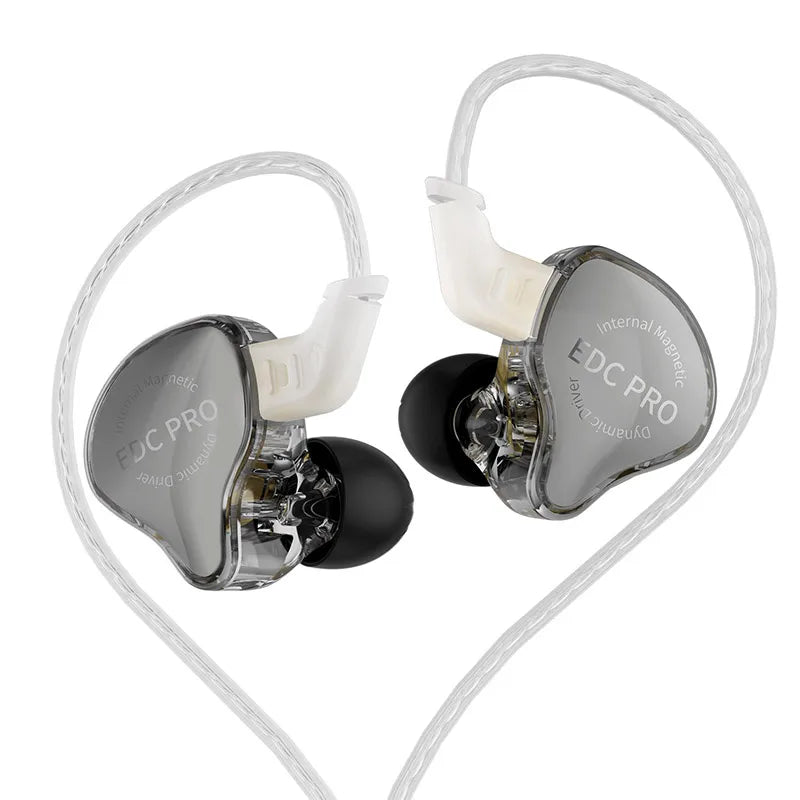 KZ EDC Pro Wired In-Ear Earphones with Large Dynamic Drivers, HiFi Monitor Bass Earphones, Detachable Cable, Noise Isolating Wired Headphones with Microphone