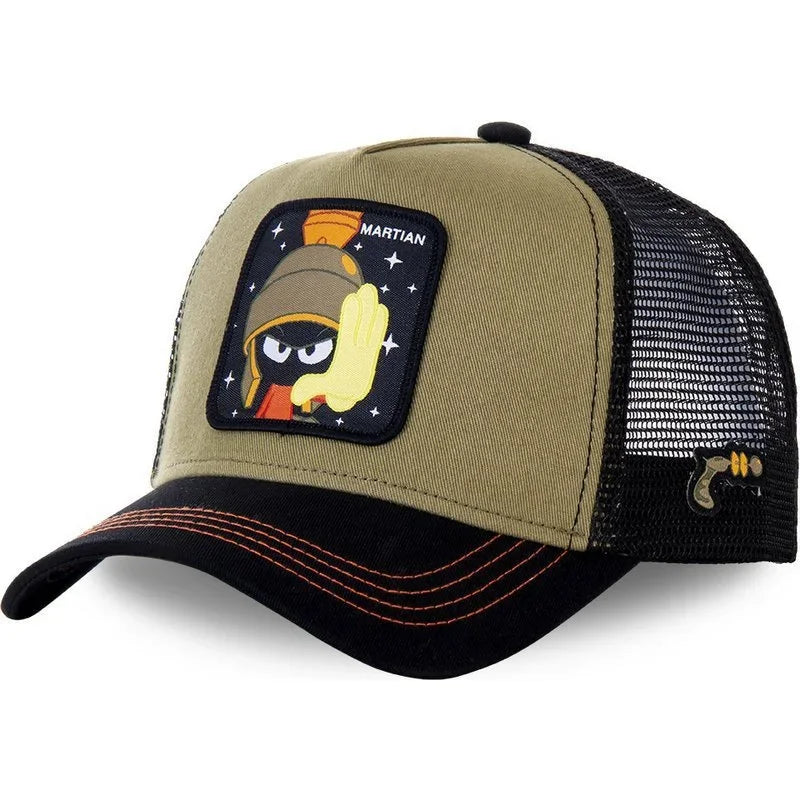 Cartoon Anime Trucker Cap Mesh Back Baseball Hat Adjustable Rabbit Mouse Cat Bird Embroidered Hip Hop Outdoor Sun Hat Boy Gifts
