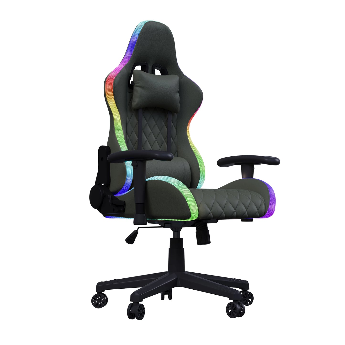 Gaming Chair with Massage Function, Adjustable backrest,Computer Chair,with ambient light,Lumbar Cushion, Pillow,150 KG