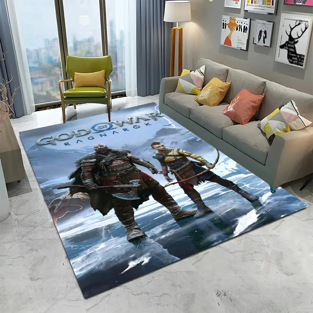 3D God of War Games Carpet Home Living Room Bedroom Sofa Doormat Decor Kids Play Area Rug Non-slip Mechanical Washable Floor Mat