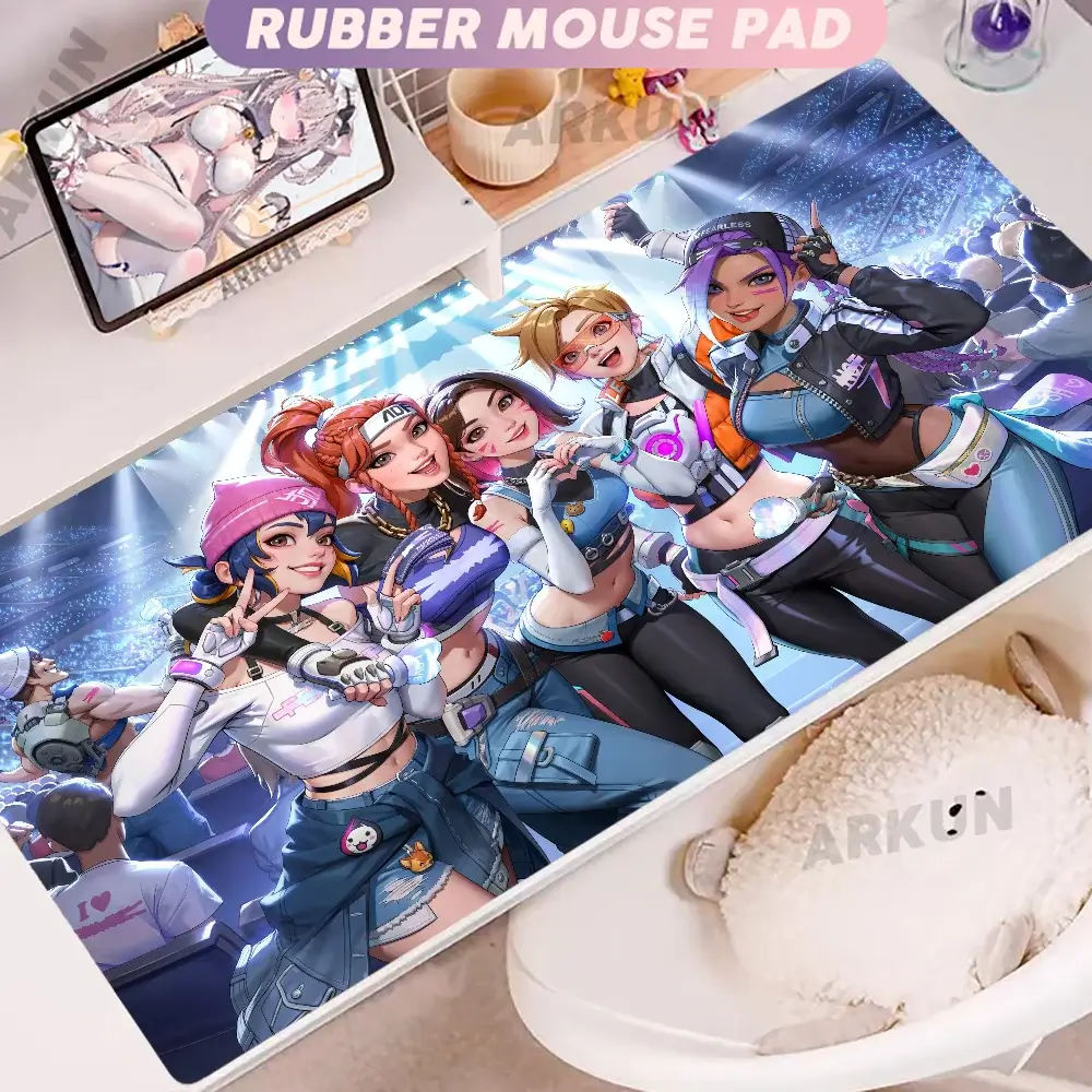 Módní velká FPS 900x400 anime herní podložka s dívkou ve stylu Overwatch pro notebook a kancelář, měkká gumová podložka na stůl, herní podložka pod myš XXL