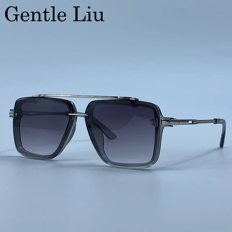 Steampunk Square Double Bridge Sunglasses Men Big 2026 Luxury Brand Designer Retro Punk Driving Sun Glasses Metal Frame Eyewear