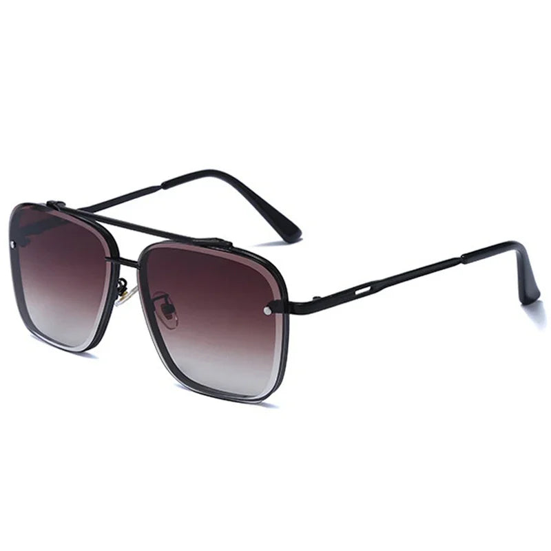 New Metal Square Gradient Sunglasses Fashionable Men Women Luxury Sunglasses Outdoor Sports Driving Fishing Goggles UV400