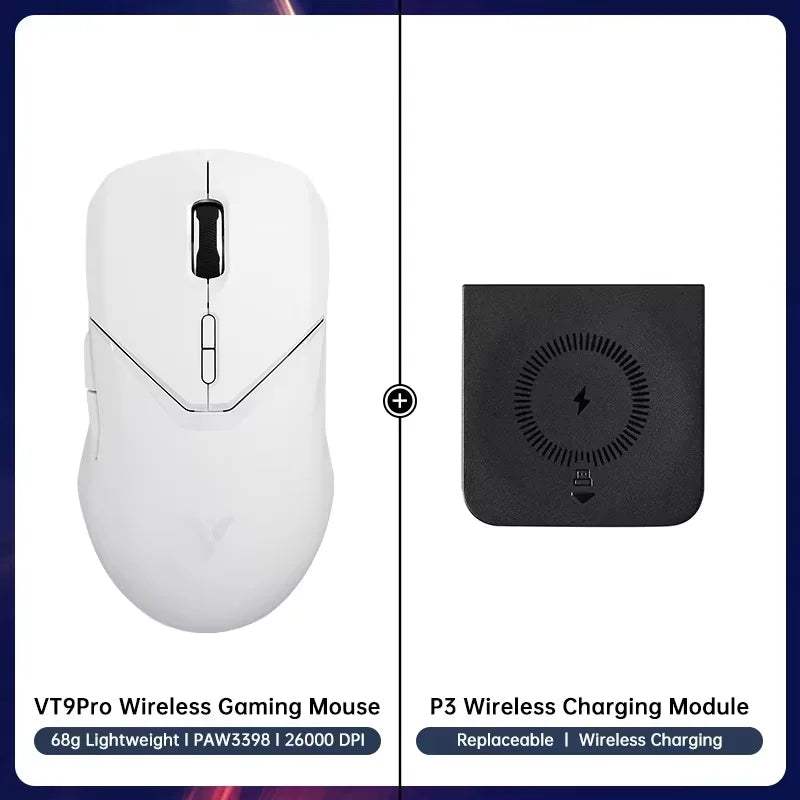 Rapoo VT9PRO Wireless Gaming Mouse PAW3398 26000 DPI Lightweight Programmable Ergonomic Gaming Mouse with Type-C Rechargeable Dual Mode