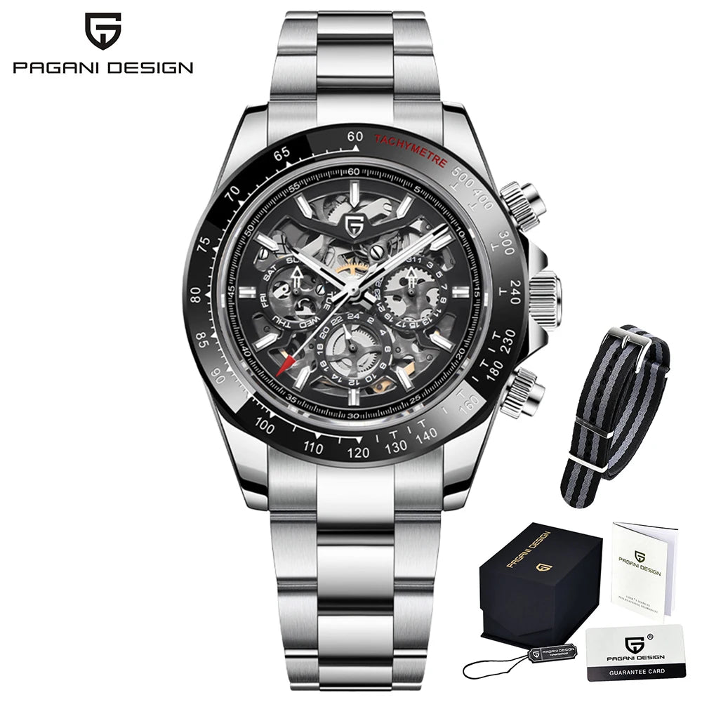 PAGANI DESIGN Men‘s Automatic Mechanical Watch Stainless Steel Waterproof Sport 10Bar Luxury Casual Watch for Men Reloj Hombre