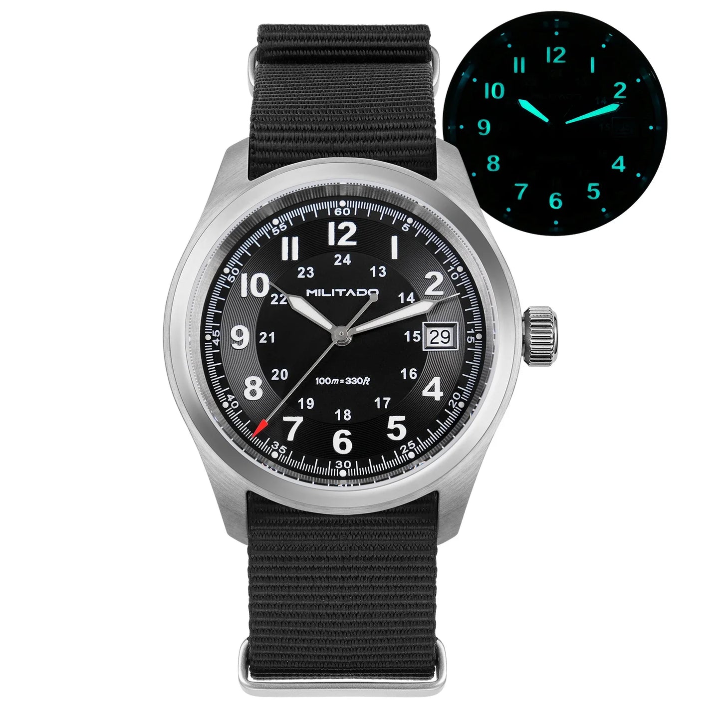 Militado ML08 Vintage Quartz Watch Ronda 515 Movement Ar Sapphire Mirror 38Mm Wrist Watch Date Super Luminous Waterproof Watches