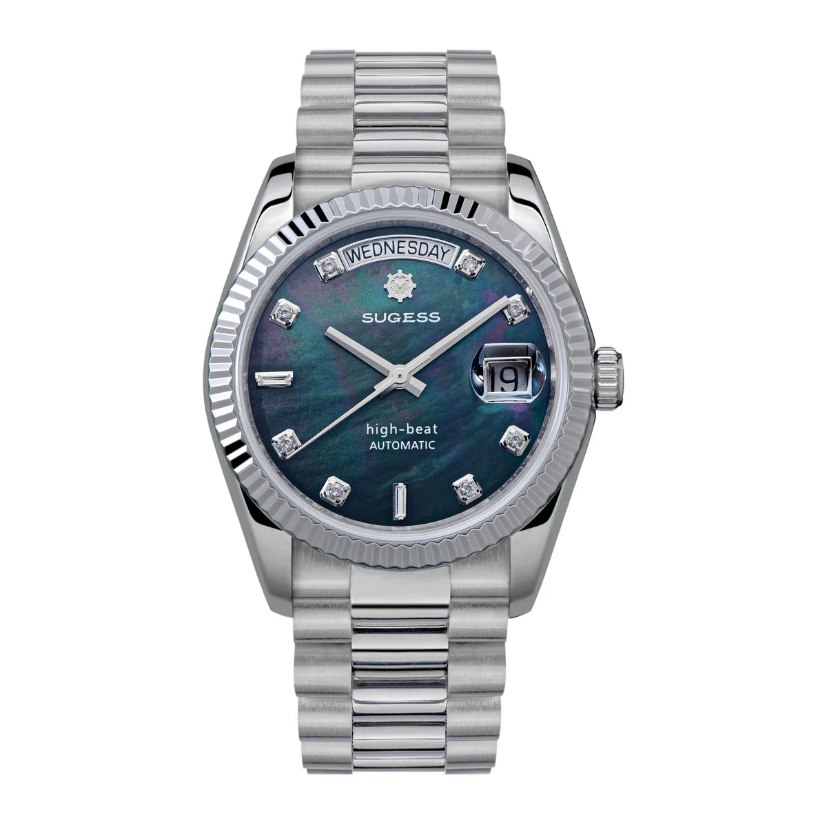Sugess Watch of Men 36mm Date Automatic Retro Mechanical Wristwatches Sapphire Crystal RoseGold Dandong SL3034 Movement Day New