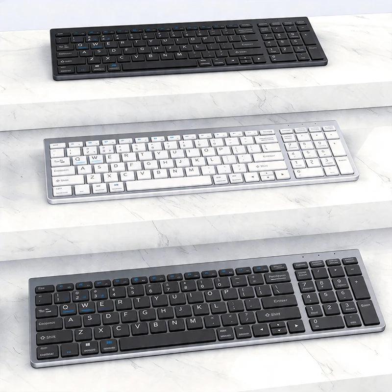 Kabellose Tastatur Bluetooth 5.0&3.0&2.4G FN+1/2/3 Dual-Mode 350mAh ultradünne Tastaturen für Laptop, PC, TV, iPad, Macbook und Android