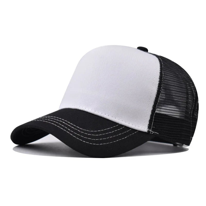 New 5 Pane Mesh Baseball Cap Adult Hip Hop Curved Snapback Hats Summer Sunshade Sun Hat Simple Trucker Cap Advertising