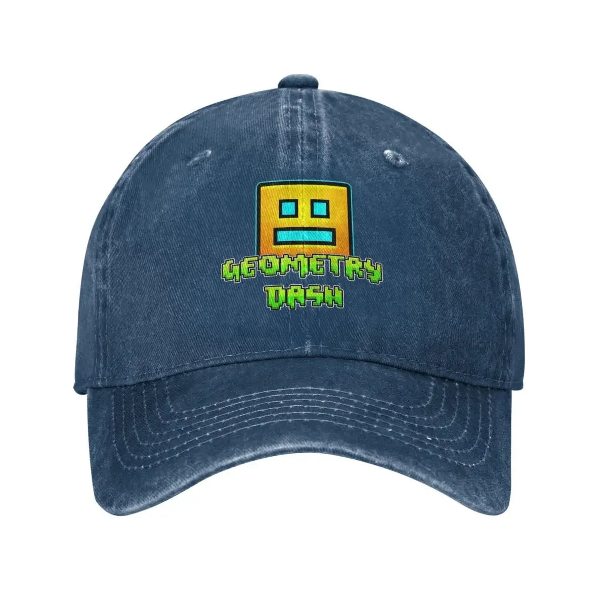 Geometric Dash App Fun Games Men Women Baseball Cap Geometry Dash Distressed Denim Washed Caps Hat Adjustable Fit Snapback Hat