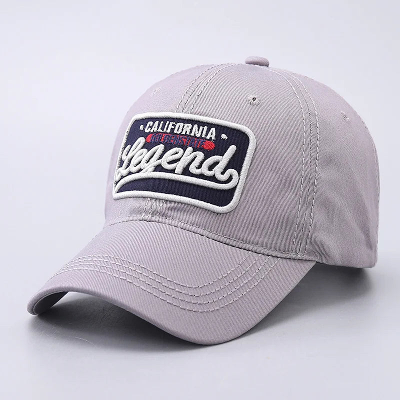 3D letter embroidered baseball cap, all cotton LEGEND washed curved brim hat, suitable for outdoor sports and sun protection