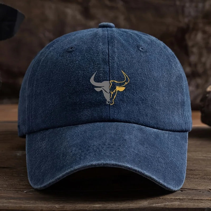 Fashionable Bull Head Printed Baseball Hat Multi functional Outdoor Leisure Fishing Hat Travel Sunshade Duck billed Hat