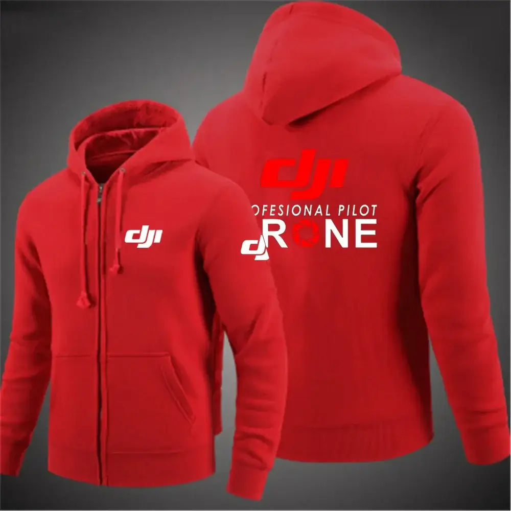 Dji Professional Pilot Drone Spring Autumn Casual Men's Solid Color Zipper Pullover Hoodie Coats Sportswear Fashion Long Sleeve, Produit gaming premium Fraquane