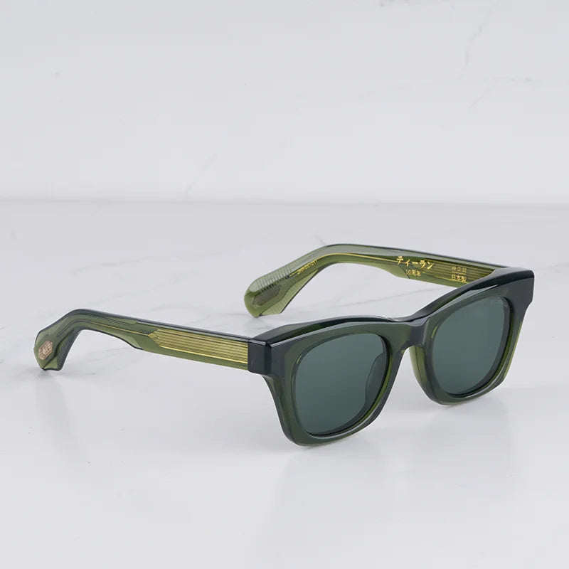 DEALAN Decade Collection Men's Classical Tortoise Gold Sunglasses Vintage Craft Cat Eye Thick Acetate Solar Glasses UV400