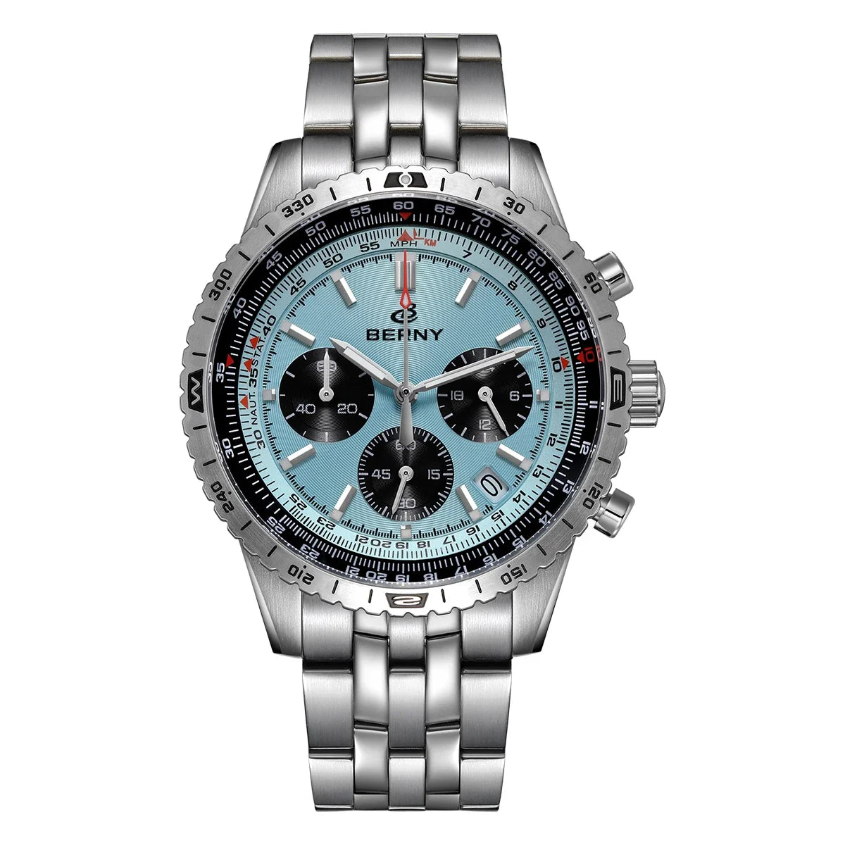 BERNY Chronograph Watches for Men Aviation Multifunction Quartz Men's Watch Date Sapphire Super Luminous Luxury Wristwatch