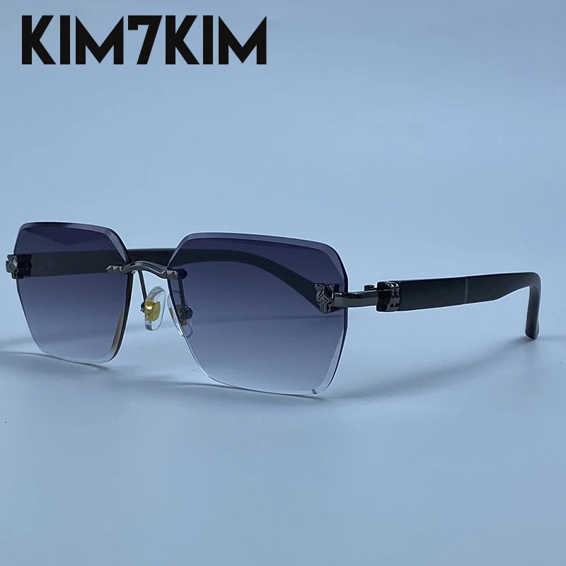 Square Rimless Photochromic Sunglasses Men Vintage Sun Glasses 2026 Luxury Designer Shades Male Cut Lenses Frameless Eyewear
