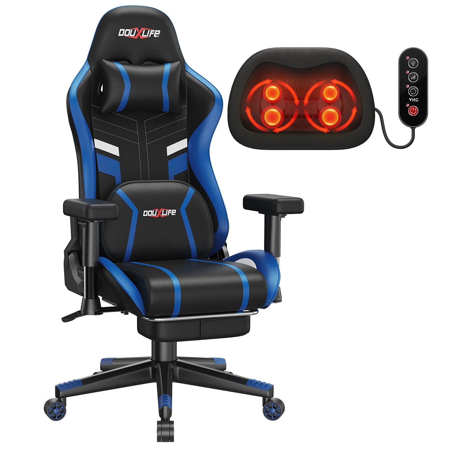 GC-RC03 Gaming Chair Ergonomic Office Chair with Kneading Massage and Heating 90°-175° Recline for Computer Gaming Home Office