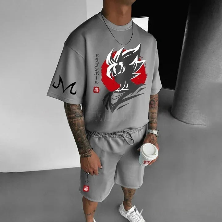2026 Cartoon Dragon Ball T-shirt Children's Top T-shirt Shorts Two-piece Set Summer Boy T-shirt+shorts Beach Pants