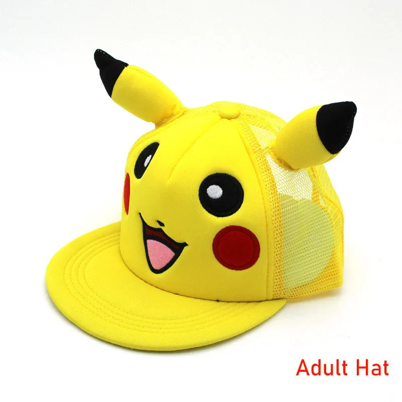 Hat Anime Pokemon Baseball Cap Hat Adjustable Pikachu Cosplay Hip Hop Cartoon Adult Hats Boy Girl Kids Birthday Gifts