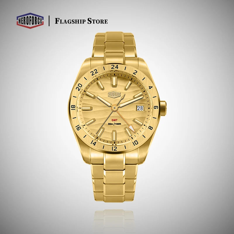 HEROFORCE Men's Well-known Brand Watch; Men's Fashion Waterproof Luminous Stainless Steel Band Casual Calendar Quartz Men Watch