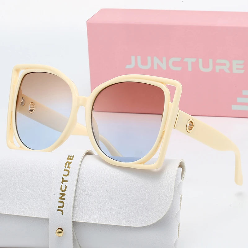 JUNCTURE Oversized Square Sunglasses Women Fashion Sun Glasses Yellow Gradient Lady Party Holiday Gifts Sunglasses for Women