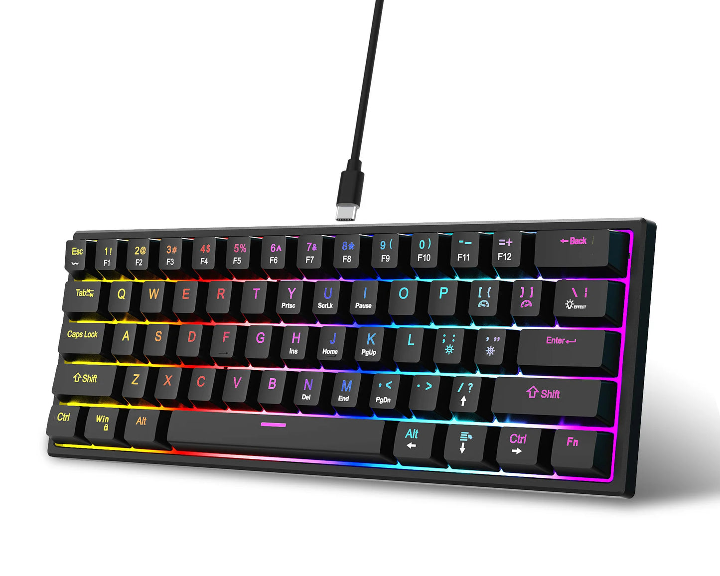 61 Keys Mini Mechanical Keyboard K61 RGB 60% Portable Wired Ergonomic Esports Gaming Keyboard for Computer Laptop Gamer Office