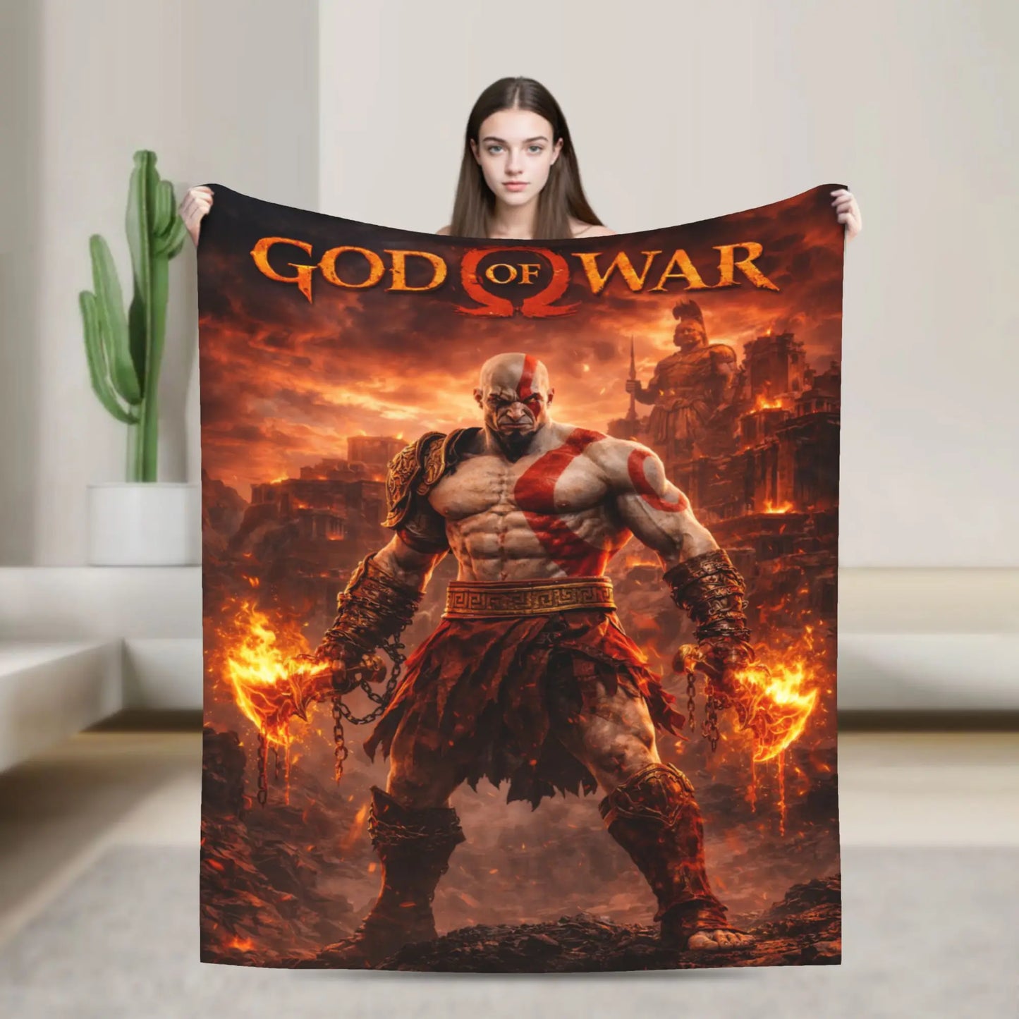 God of War Games Kratos Cartoon Blanket Quality Soft Bedding Throws Winter Travel Office Home Decor Aesthetic Bedspread