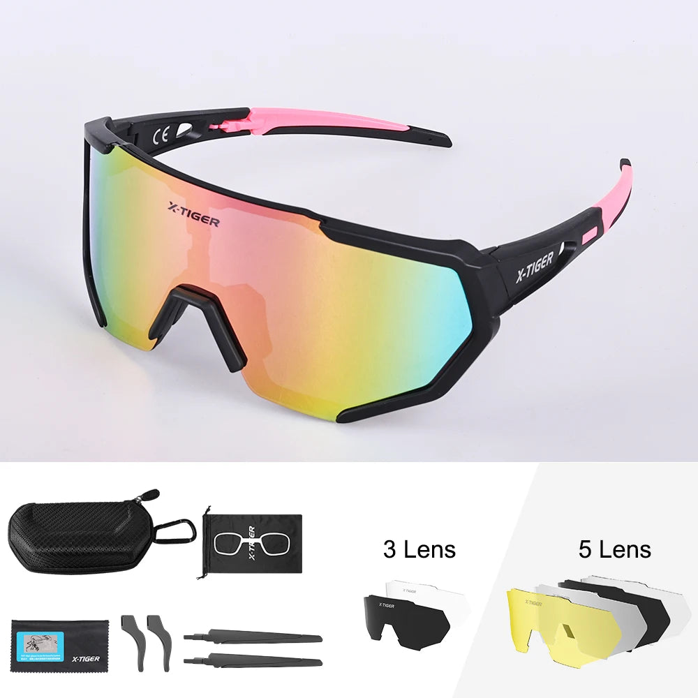 X-TIGER Cycling Glasses Polarized Glasses Bike Eyewear Sports Men's Photochromic Sunglasses MTB Road Bicycle Goggles 3/5 Lens
