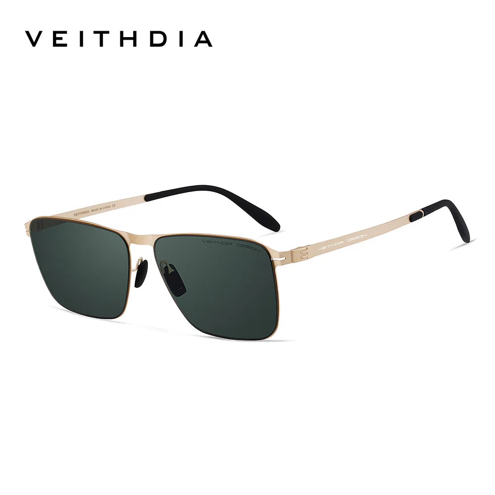 VEITHDIA Brand Men's Sunglasses Square Stainless Steel High-Definition Nylon Lenses Polarized Glasses With UV400 Protection 8210