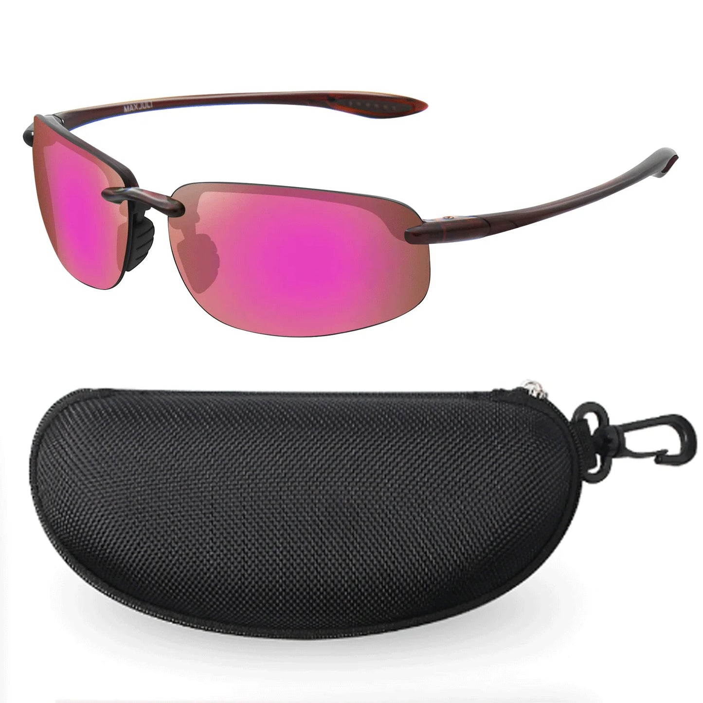 MAXJULI Polarized Sports Sunglasses for Men Women TR90 Rimless Frame Protection for Running Fishing Driving UV400 8001