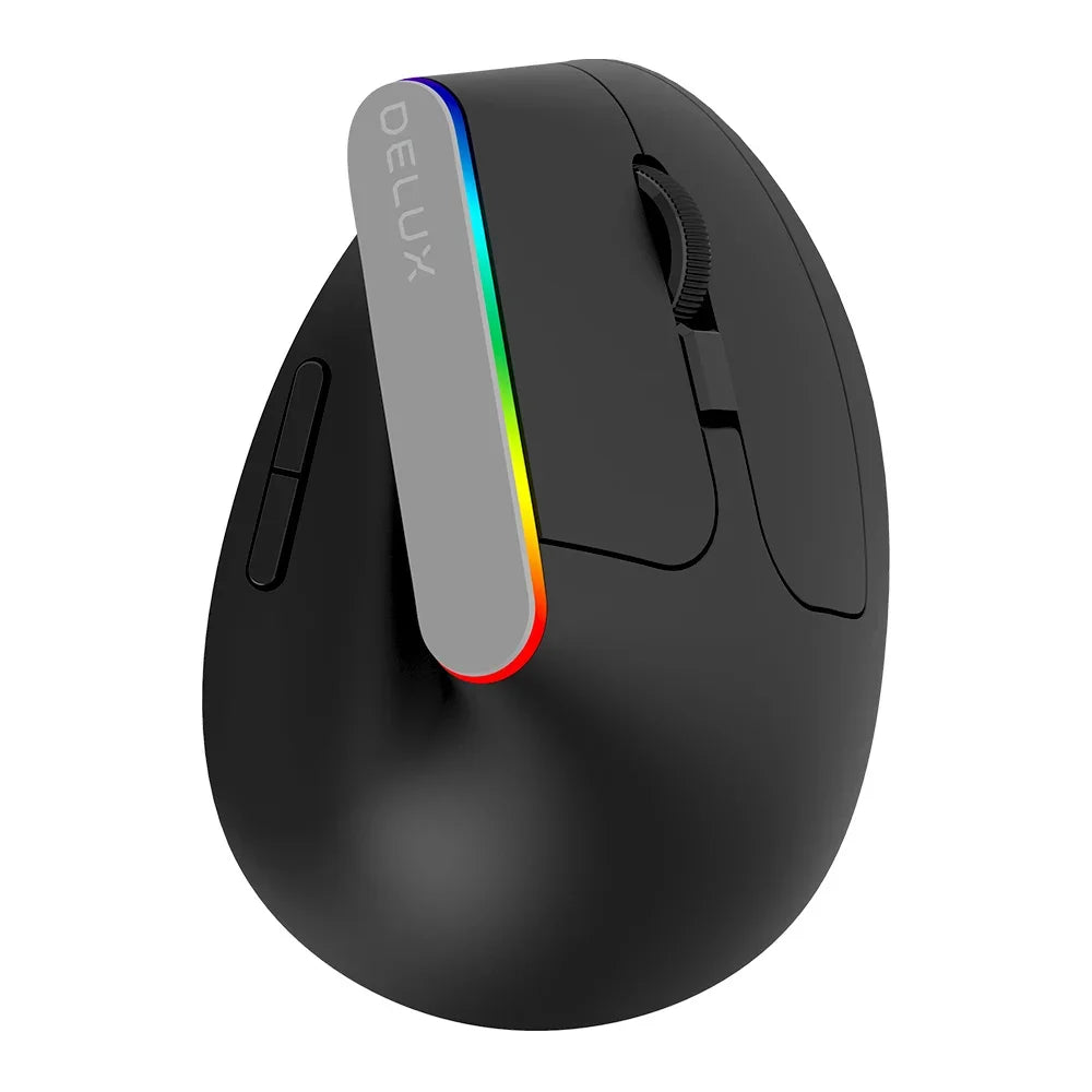 Delux Ergonomic Vertical Mouse Rechargeable Wireless RGB Mouse Bluetooth 2.4G 4000DPI Gaming Silent Mice For Laptop PC
