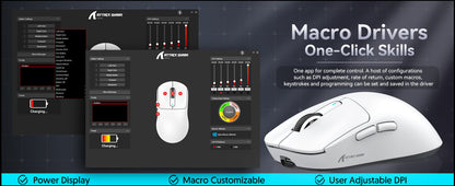 ATTACK SHARK X3 kabellose Gaming-Maus PixArt PAW3395 49g SUPERLIGHT, BT/2.4G kabellos/kabelgebunden, 6 einstellbare DPI-Stufen bis zu 26000