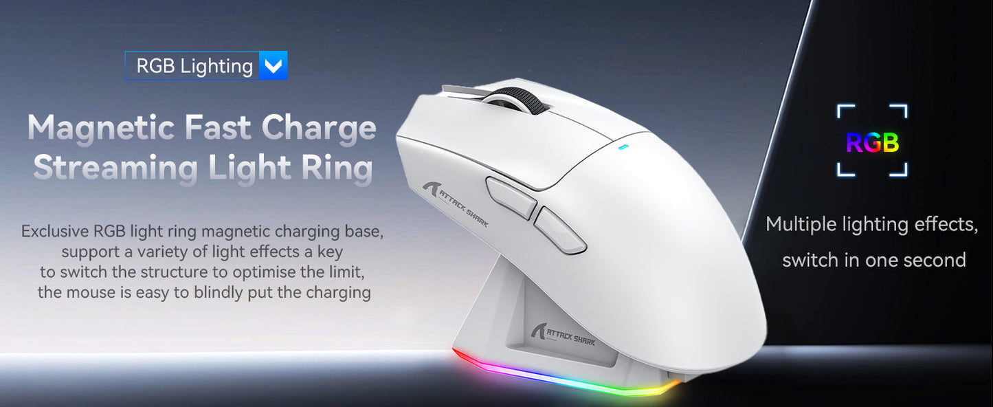 ATTACK SHARK X11 Wireless Gaming Mouse with Charging Dock PixArt PAW3311 Gaming Sensor, BT/2.4G Wireless/Wired