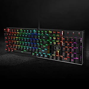 Redragon K556 RGB LED Backlit Wired 104 Keys Hot-Swap Noise Absorbing Foams Mechanical Gaming Keyboard