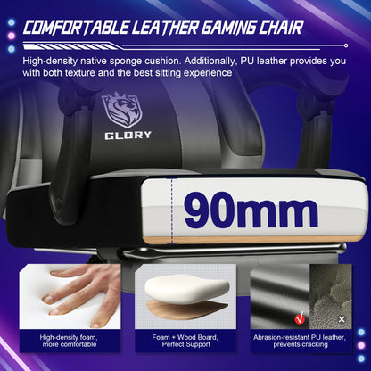 HIAZURM Ergonomic Gaming Chair / Office Chair for Adults – Computer Chair with Footrest, Adjustable Backrest 90-170°, 150kg Capacity