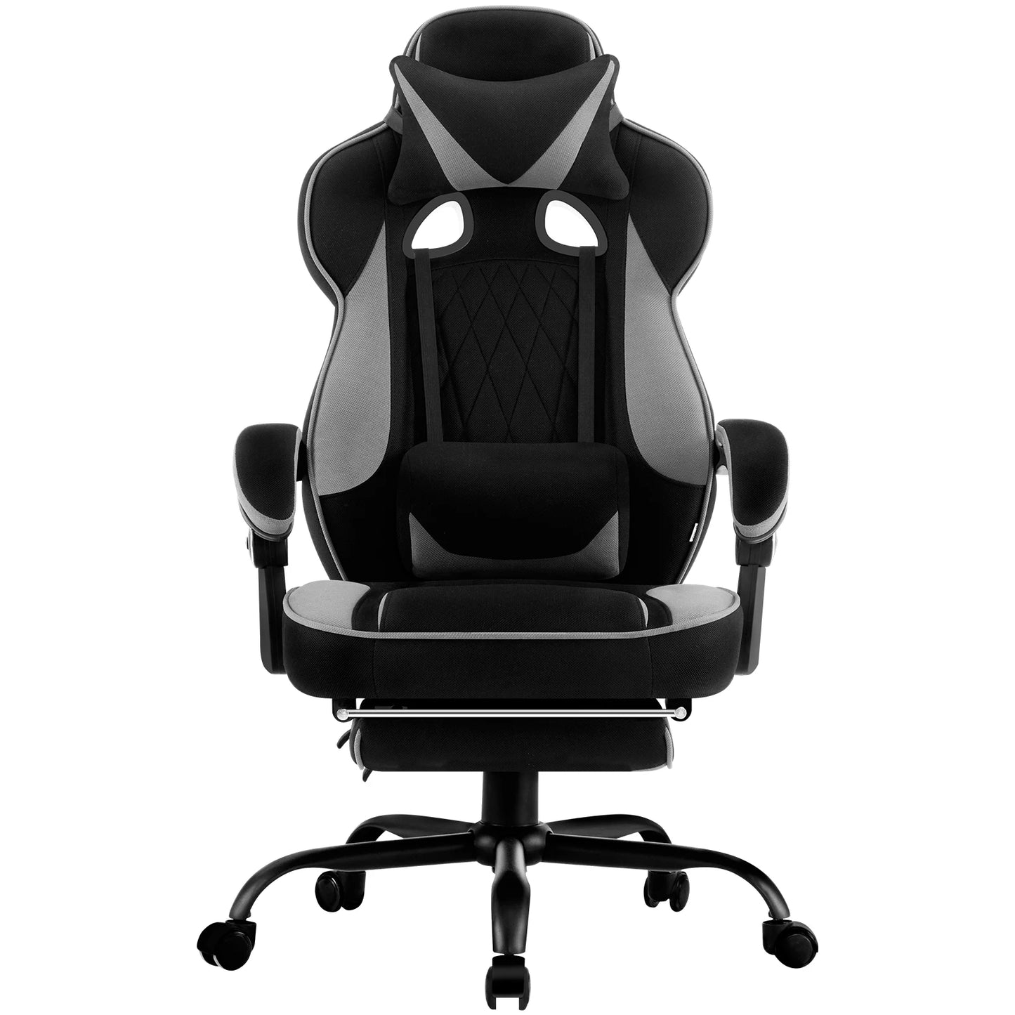 WOLTU Swivel Gaming Chair with Pocket Spring Cushion Ergonomic Office Chair Wide Seat Footrest Rotatable Computer Armchair