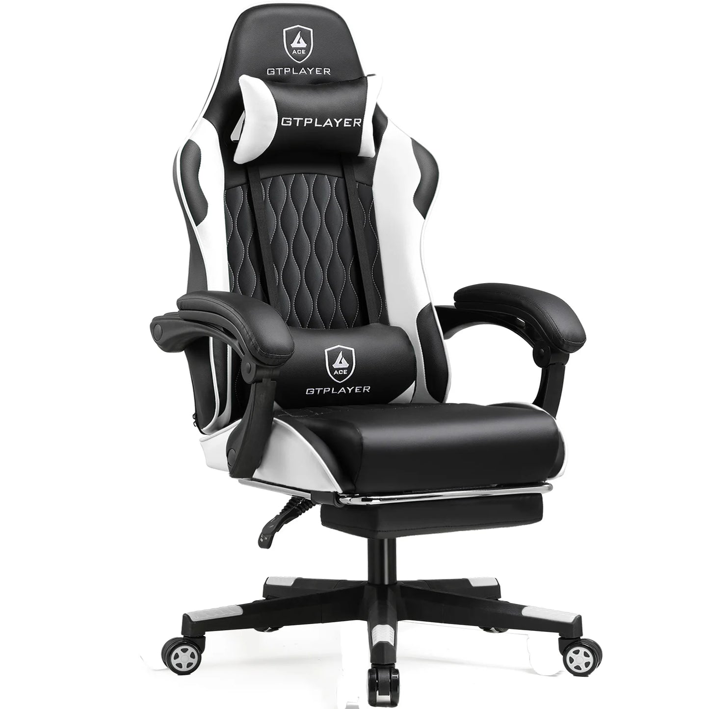 GTPLAYER Silla gaming Silla gamer Silla de oficina ergonómica Reposapiés ajustable Soporte lumbar y cojines Silla gaming