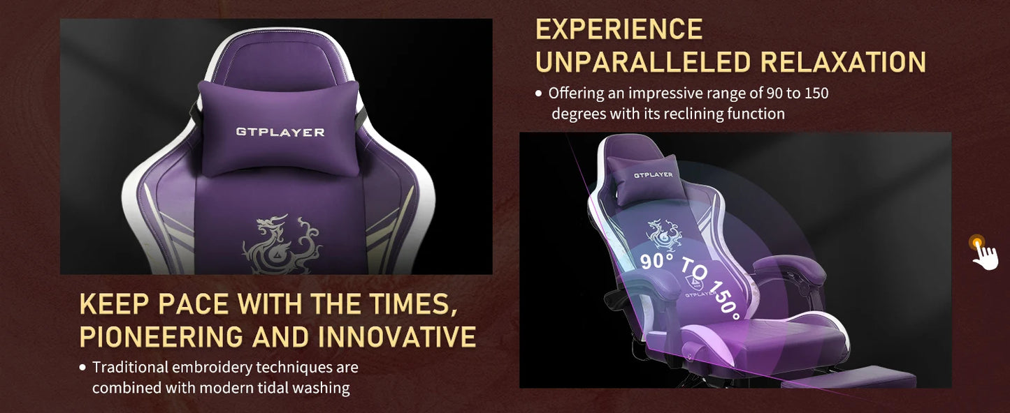 GTPLAYER Gaming chair Gamer chair with Bluetooth Speakers and Footrest Dragon Series Office Chair Ergonomic Gaming chair