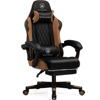 GTPLAYER Silla gaming Silla gamer Silla de oficina ergonómica Reposapiés ajustable Soporte lumbar y cojines Silla gaming