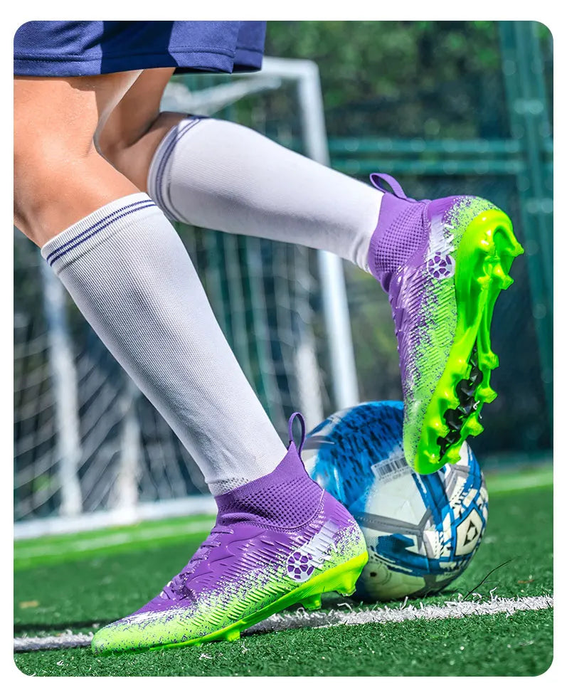 Pro Performance HighCut Soccer Boots FG Long Studs Breathable Lightweight Cleats for Outdoor Grass Matches and Daily Training