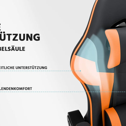 Gaming Stuhl Ergonomischer Gaming Sessel mit Lendenstütze, Atmungsaktiver PU-Leder Bürostuhl,Bequemer Computerstuhl, belastbar 2