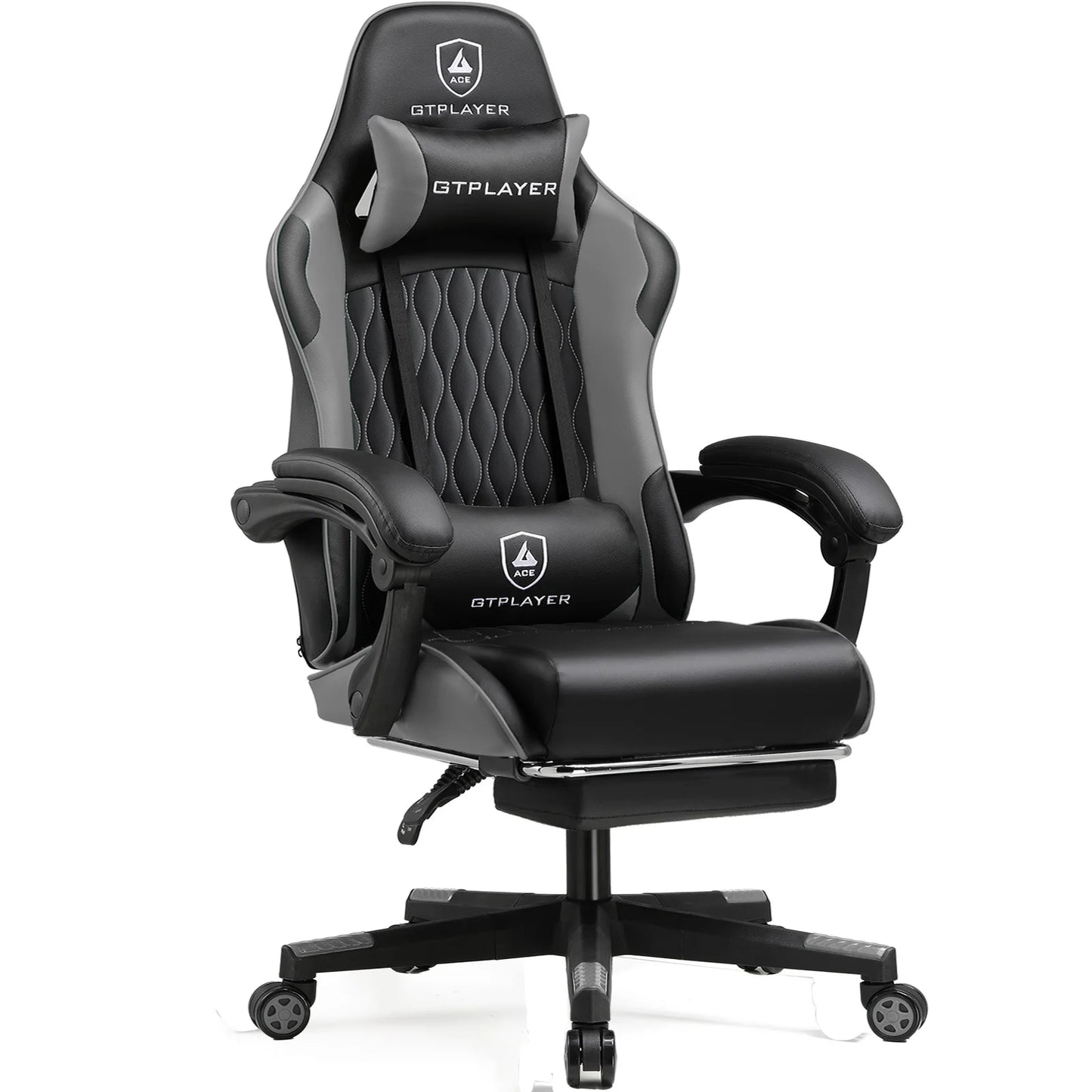 GTPLAYER Silla gaming Silla gamer Silla de oficina ergonómica Reposapiés ajustable Soporte lumbar y cojines Silla gaming
