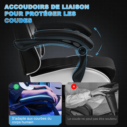 GTPLAYER Silla gaming Silla gamer Silla de oficina ergonómica Reposapiés ajustable Soporte lumbar y cojines Silla gaming