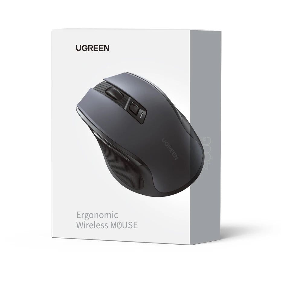 Bezdrátová myš UGREEN Bluetooth 5.0, ergonomická myš 4000 DPI se 6 tichými tlačítky pro MacBook, tablet, notebook, počítač PC, 2.4G myši