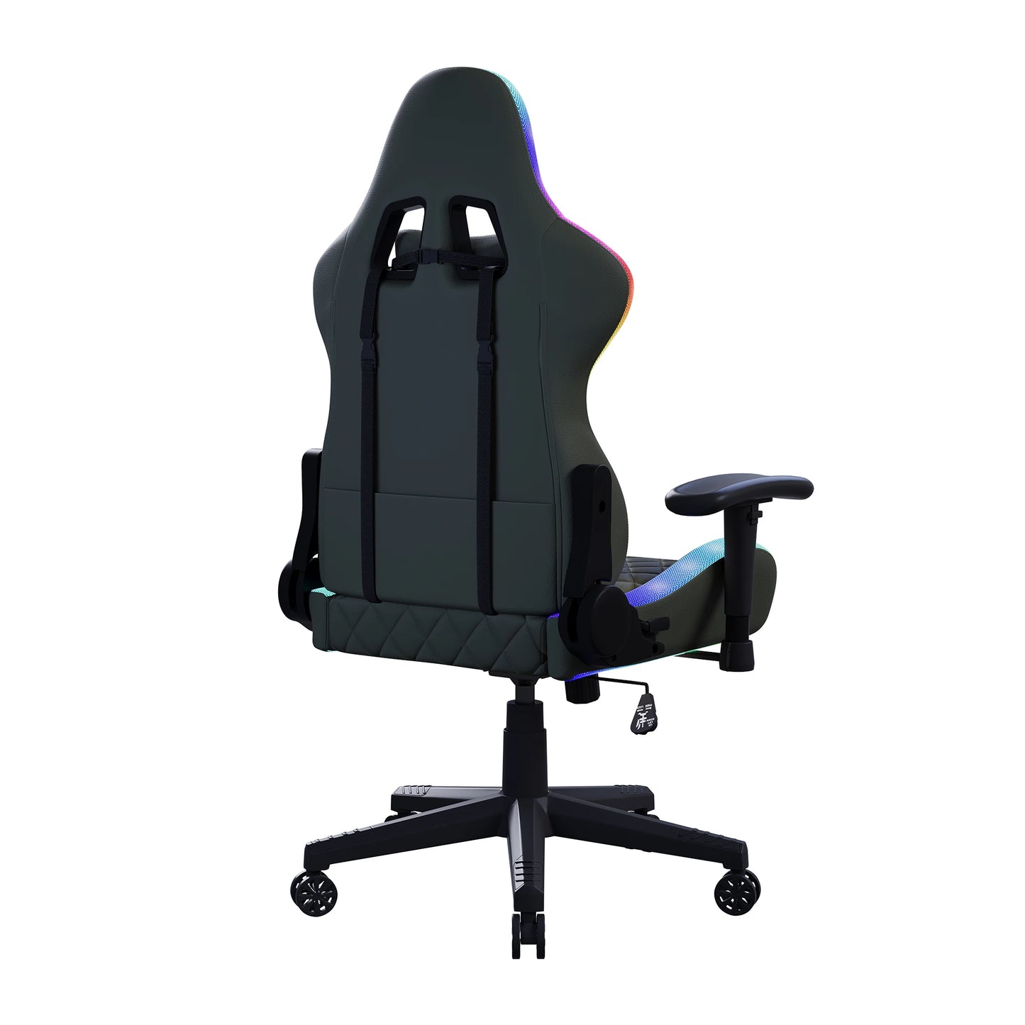 Comanlai Rgonomic Gaming Chair with RGB Lighting, PVC Leather Computer Chair, Adjustable Seat Height and Backrest, Waist Massage