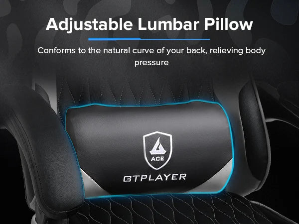 GTPLAYER Silla gaming Silla gamer Silla de oficina ergonómica Reposapiés ajustable Soporte lumbar y cojines Silla gaming